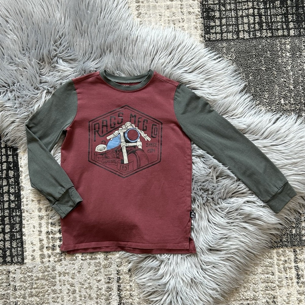 Rags To Raches Boys Long Sleeve Motorcycle Top Size 5/6